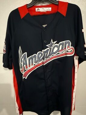 2018 Majestic Francisco Lindor All Star Jersey Size L Blue American Cleveland